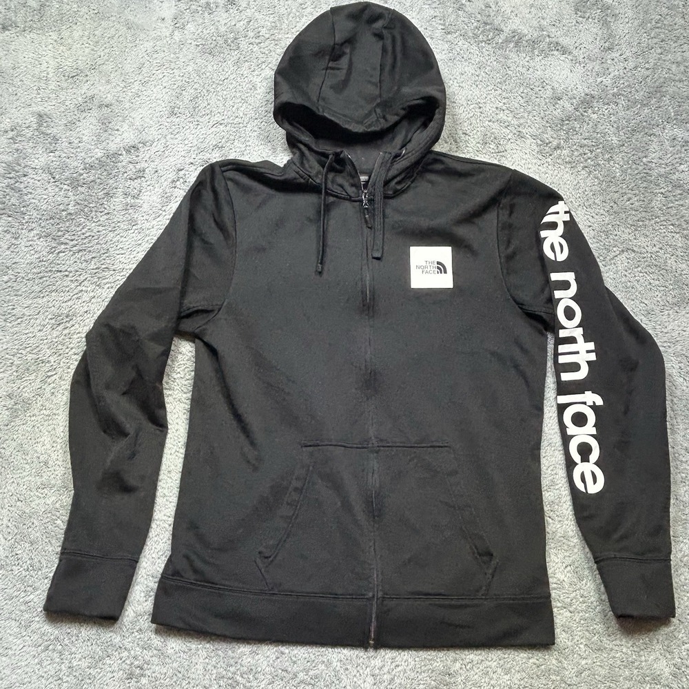 The North Face Hoodie Men's L Black Full Zip Spell Out Outdoor Hiking Gorpcore